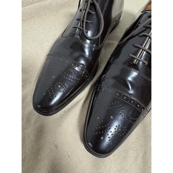Versace Collection Shoes Mens Size 43 Brown Cap Toe Oxford Brogue Dress Leather - Picture 5 of 16